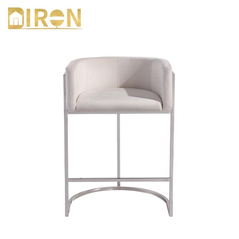 Chinese Wholesale Hot Selling Luxurious and Comfortable Furniture Stainless Steel Legs Upholstered Velvet Dining Bar Chairs