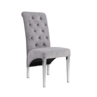 China Factory Luxury Customized Fabric Seat Wedding Stainless Steel Dining Chair