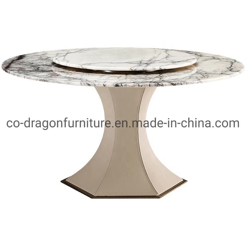 Luxury Home Furniture Stainless Steel Dining Table with Marble Top