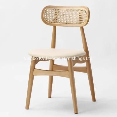 Kvj-6556 Factory Price Solid Wood Rattan Beech Dining Chair