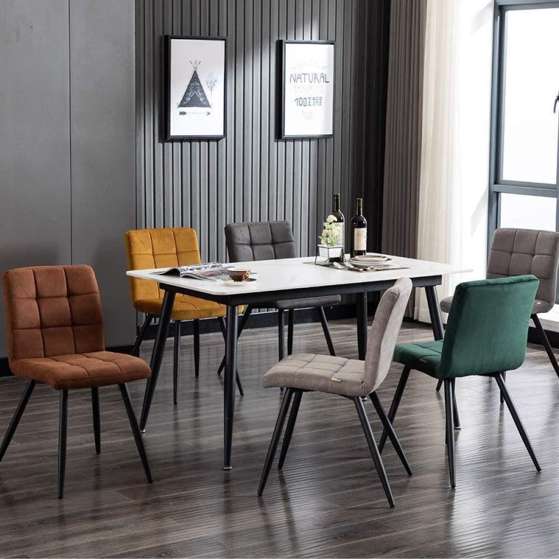 Luxury Design Restaurant Modern Fabric Dining Yellow Dining Velvet Chairs