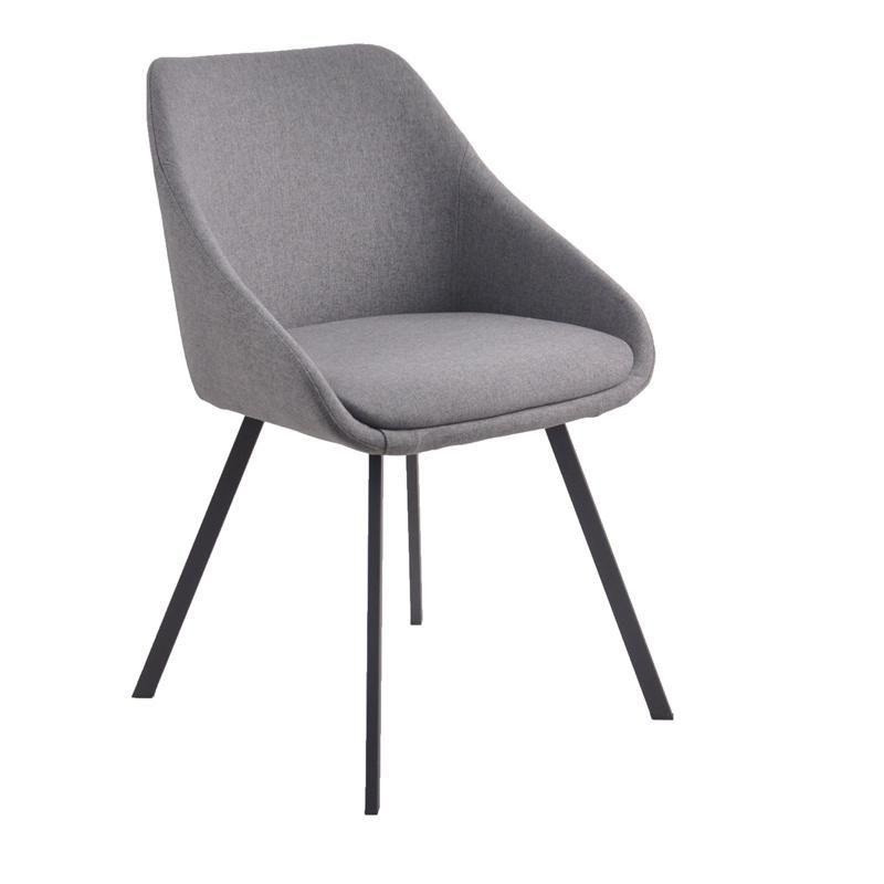 High Quality Modern Ergonomic Upholstered Fabric Light Grey Dining Chair