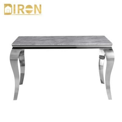 Italy Hotel Restaurant Outdoor Dining Room Chair Furniture Modern Home Stainless Steel Base Marble Top Dining Table