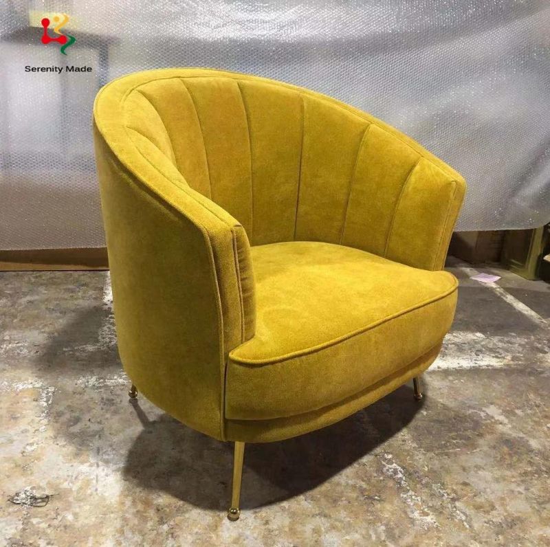 New Arrival Commercial Hotel Gold Metal Leg Fabric Upholstery Modern Leisure Lounge Chair