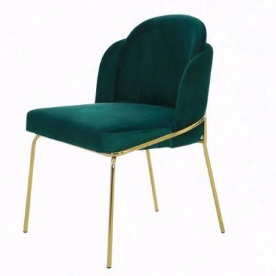 Nordic Colorful Velvet Cover Gold Legs Dining Chair