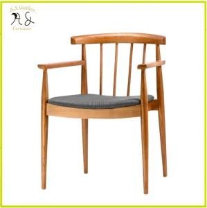 Restaurant Chair Furniture Wood Armchair with Fabric Seat Pad