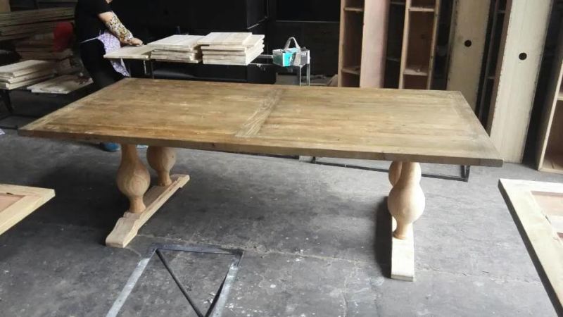 Kvj-7204 Rustic Antique Solid Wood Reclaimed Elm Dining Table