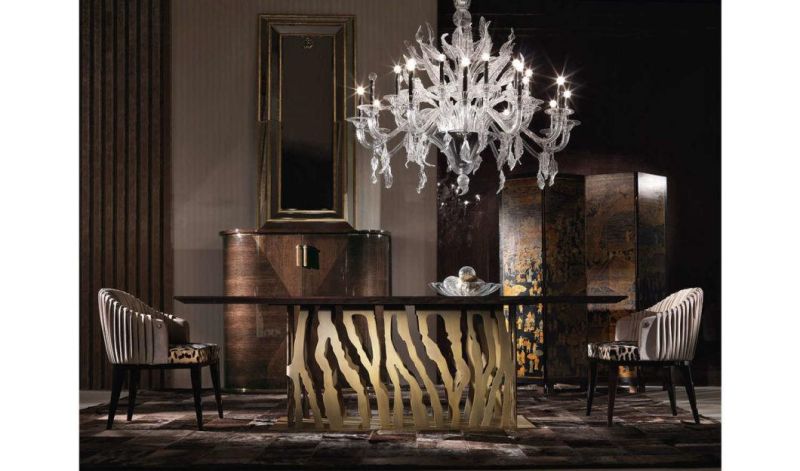 Zhida Hotel Restaurant Furniture Modern Italian Dubai White Black Rectangle Luxury 6 8 10 12 Seater Marble Top Metal Base Dining Table for Villa