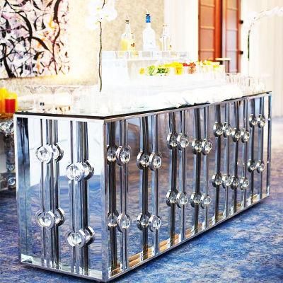 Middle-East Style Rose Golden Stainless Steel Marble Top High Bar Table