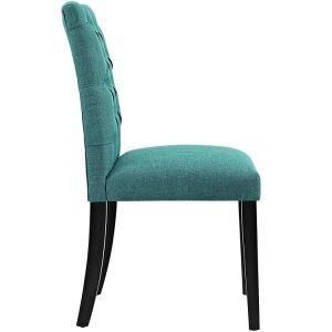 Teal Color Fabric Chair with Pleat Back