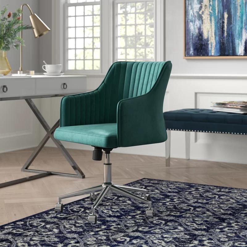 Modern French Fabric Velvet Seat with Cushion Swivel Chaises with Wheel Office Chair Conference Living-Room Furniture