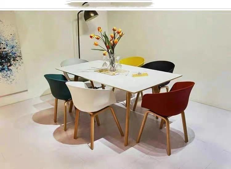 Modern Dining Set Nordic Style Gray PP Plastic Wood Chairs