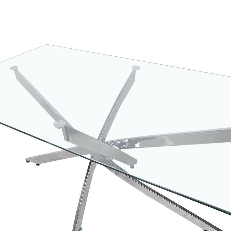 Clear Transparent Tempered Dining Furniture Glass Table