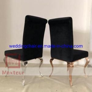 British Standard Black Velvet Stainless Steel Dining Chair