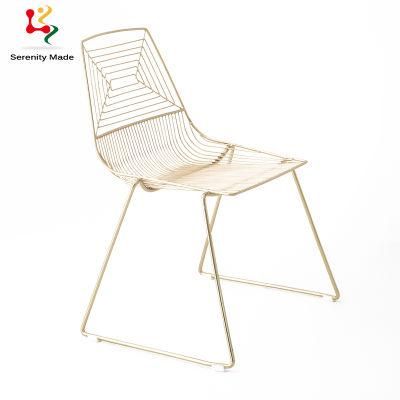 Stackable Metal Arrow Wire Outdoor Wedding Dining Chair with Cushion