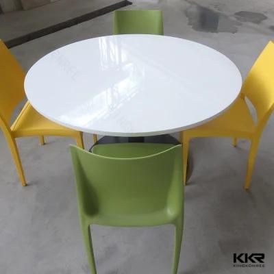 White Big Round Solid Surface Dining Table Set for Restaurant