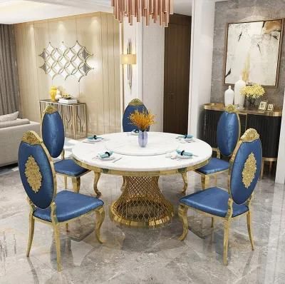 Custom New Design Modern Gold Stainless Steel Round Back Dining Chair for Banquet and Wedding