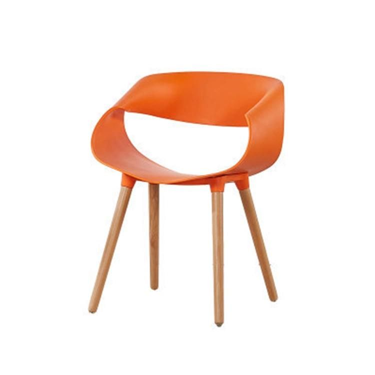 Plastic Factory Wholesale 40hq Designer Plastic Chairs Nordic Hotel Cafe Leisure Solid Wood Dining Chair