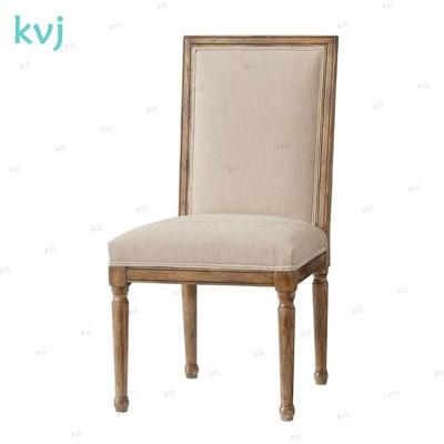 Kvj-7157 Antique Traditional Solid Wood Fabric Dining Chair