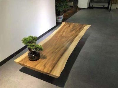 Custom Monkey Pod (Suar) Wood Working River Resin Dining Table Top for Luxury Furniture