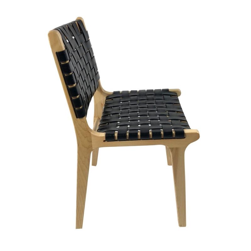 Fashion Style Teak Wood with PU or Leather Twig Braiding Restaurant Dining Chair