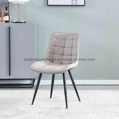 Home Furniture Hotel Luxury Upholstered Soft Back Velvet Fabric Dining Chair with Metal Legs Soft Velvet Seat for Lounge Dining Kitchen Chair