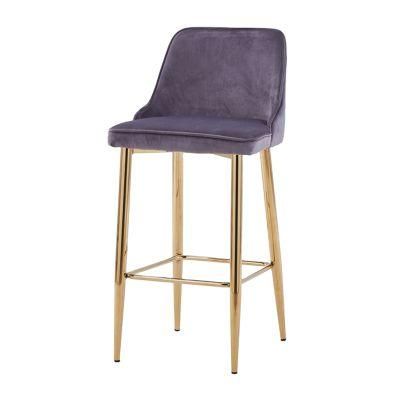 Bar Stools New Home Tall Nordic Metal Luxury Gold Velvet Kitchen Leather High Modern Chair Cheap Furniture Bar Stools with Back