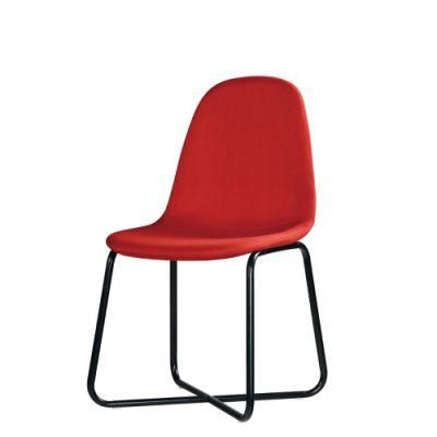Dining Room Furniture Ergonomic Red Velvet Steel Leg Dining Chair