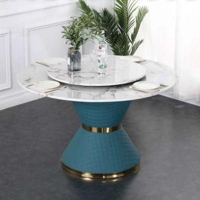 2021 New Round Italian Marble Top Restaurant Dining Table