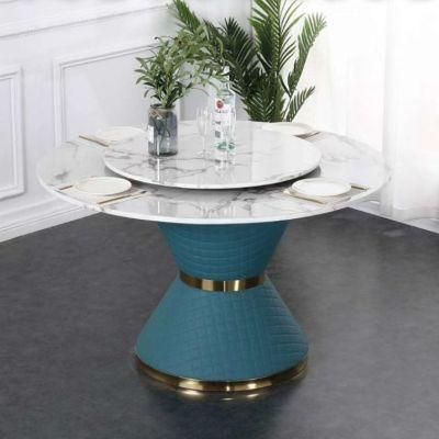 2021 New Round Italian Marble Top Restaurant Dining Table