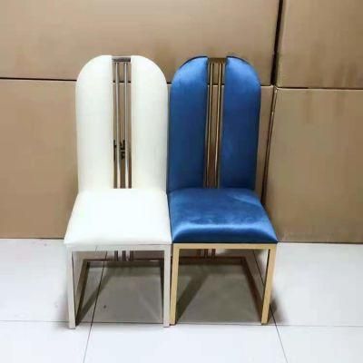 Hotel Dining Chair Modern European Style Stainless Steel Leg Velvet Dining Chair with Flannel Seat Cushion