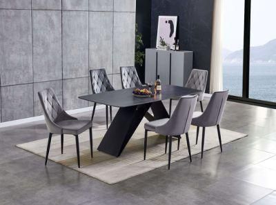 Luxury Stainless Steel Square Marble Dining Table Set Furniture Imported Modern Dine Room Chaires Dining Tables