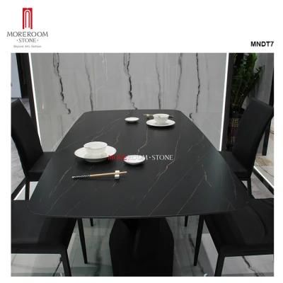 Dining Coffee Office Table Large Format Full Body Black Marble Porcelain Tile Table
