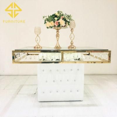 Modern Stainless Steel Glass Table Wedding Hotel Banquet Table Cake Table