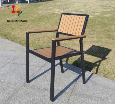 Hot Sale Wholesale Outdoor Restaurant Cafe Coffee Teak Wood Aluminium Frame Garden Dining Chair