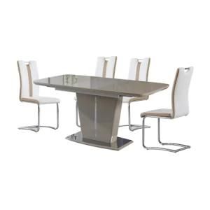 Modern MDF High Gloss Cheap Extendable Dining Table and Four Chair Set