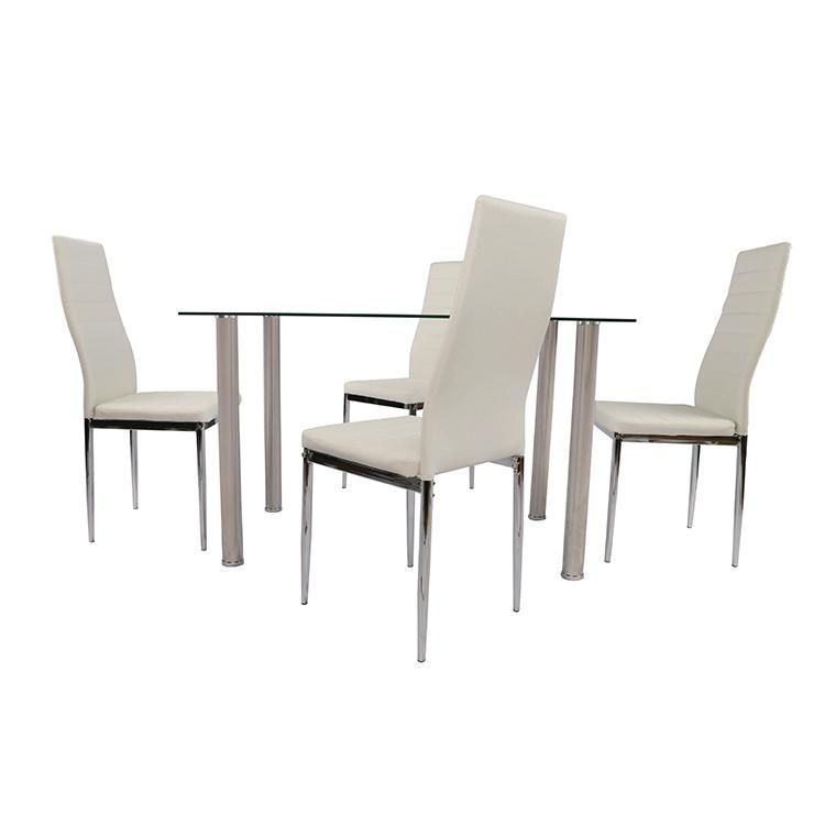 Dining Table Set Tempered Glass Dining Table Spraying Metal Leg Dining Room Furniture