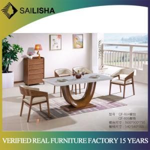 Modern Wooden New Design Furniture Leather Seat Chairs and Dining Table Set