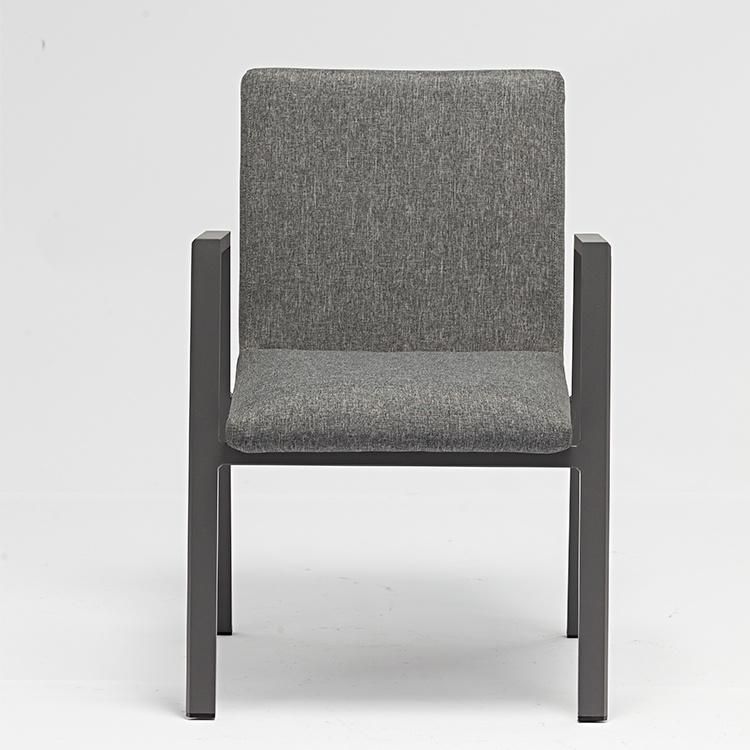 Outdoor Europe Type Modern Metal and Light Grey Fabric Chair for Dining