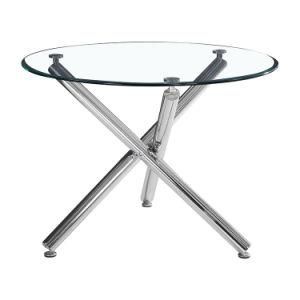 Round Transparent Tempered Glass Stainless Steel Golden Leg Designer Dining Table