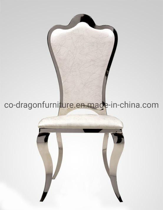 Modern Furniture Leather Stainless Steel High Back Wedding Dining Chairs