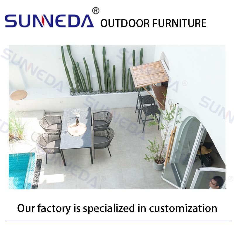 Outdoor Furniture Garden Sets Dining Rattan Aluminum Chair with Table