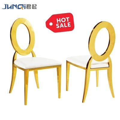 Hot Sale Wedding Furniture Round Back Gold Stainless Steel Chair