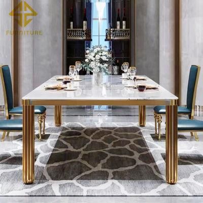 Modern Gold Stainless Steel Furniture Round Dining Table Rectangle