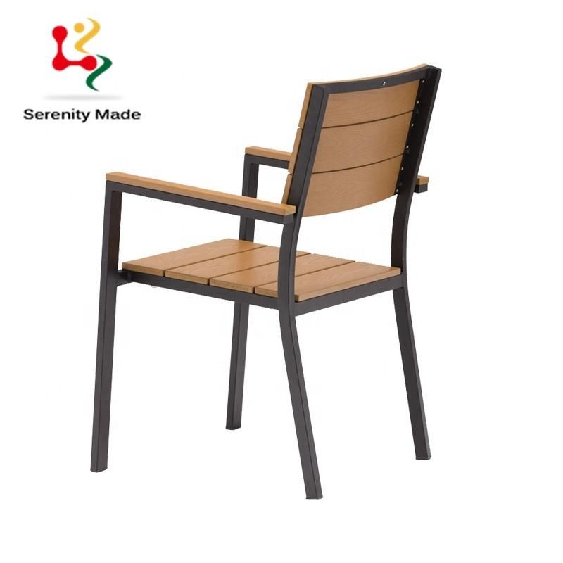 New Arrival Commercial Use Outdoor Restaurant Cafe Coffee Teak Wood Aluminium Frame Garden Dining Chair