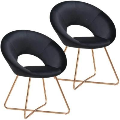 Living Room Bedroom Dining Furniture Velvet Chair with Metal Legs