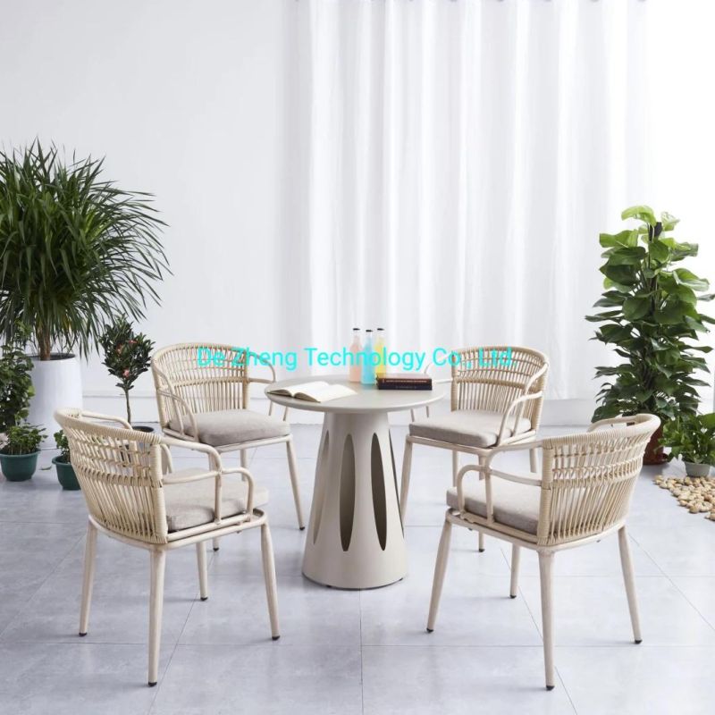 Contemporary Luxury Outdoor Coffee Furniture Woven Rope Basket Tiffany Dining Chair Set