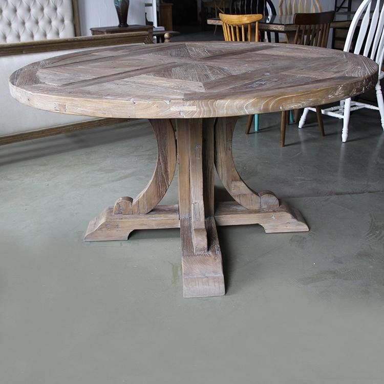 Kvj-7246 Rustic Furniture Style Recycled Elm Wood Dining Table