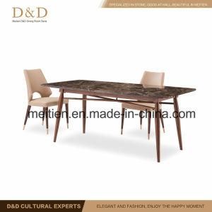 Home Room Furniture Set Marble Dining Table; with Valnut Wood Leg