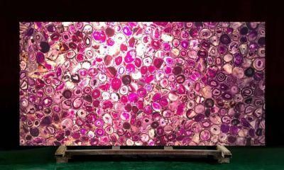 Big Size Pink Agate Crystal Onyx Gemstone Bar Countertop Furniture